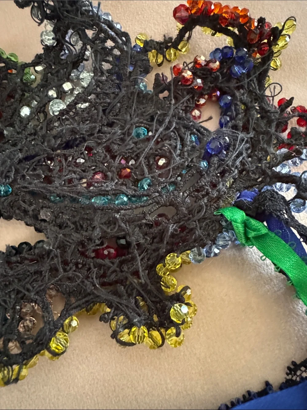 Vintage Beaded Multicolor Margo Gras/Masquerade Mask
